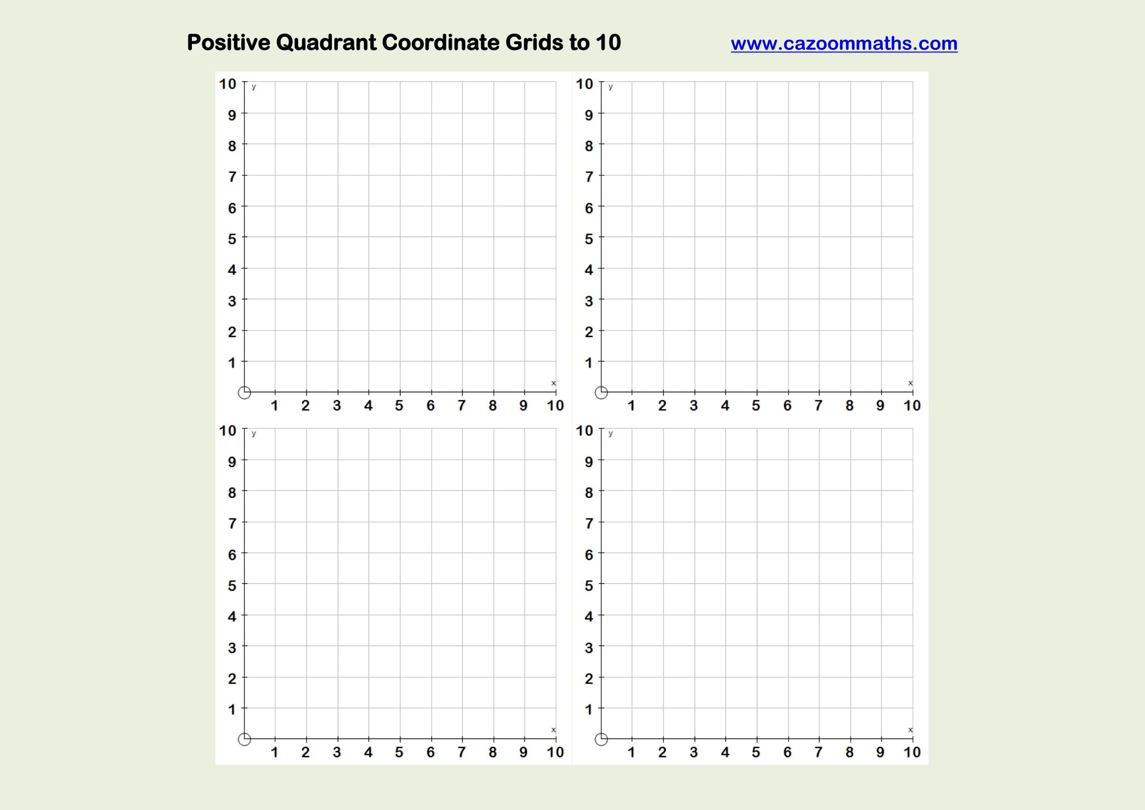 Free Printable Positive Quadrant Blank Coordinate Grid One 