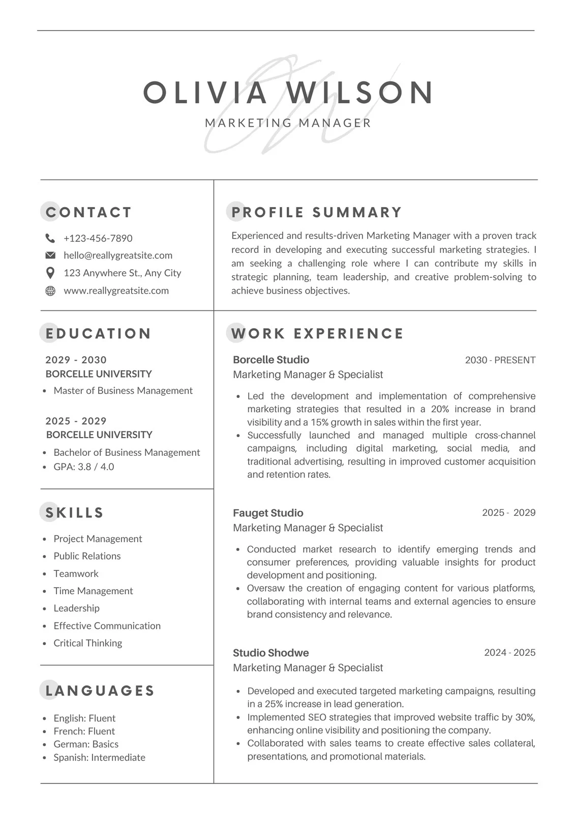 Free Printable Blank Resume Sheet