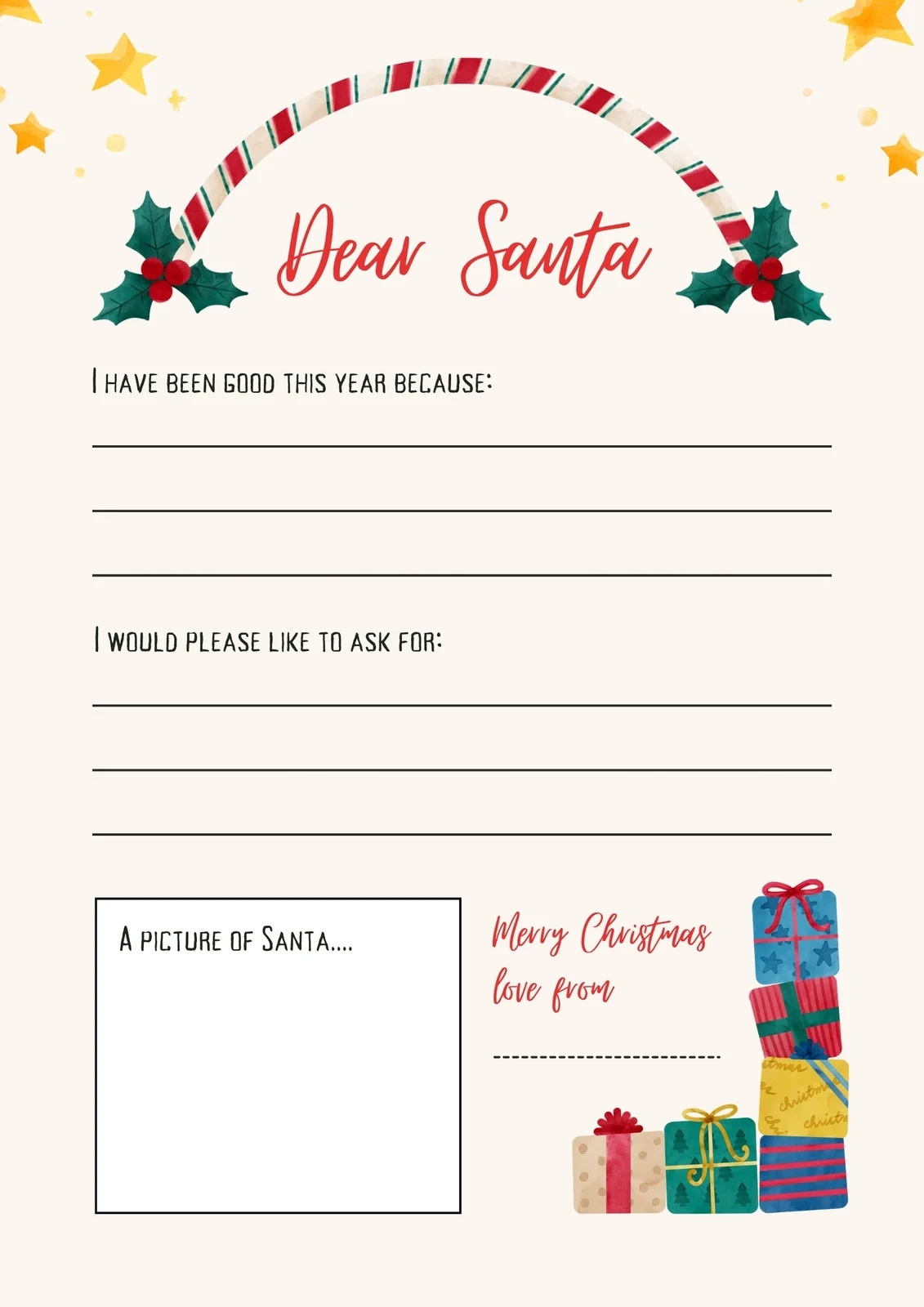 Free Printable Santa Letter Templates You Can Customize Canva
