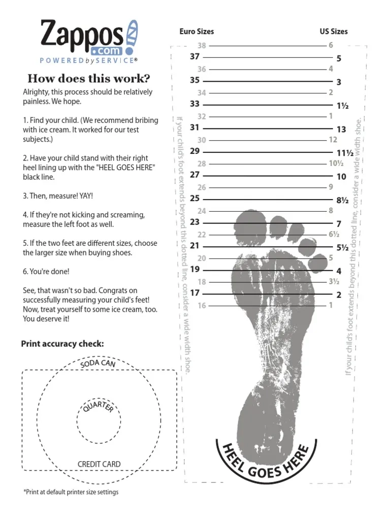 Free Printable Shoe Size Chart Pdf Chart Foot Measurement Tool 