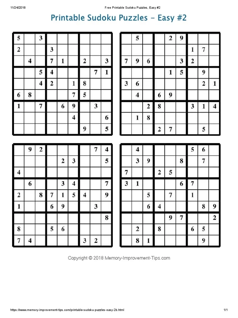 Sudoku Puzzles And Answers Printable