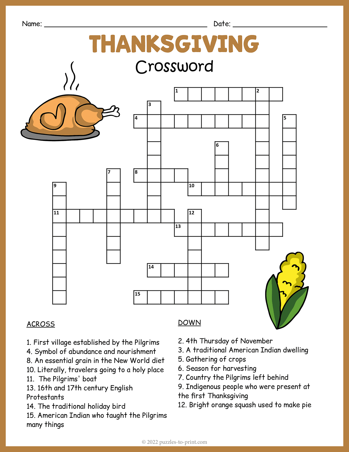 Printable Crossword Puzzles 2022