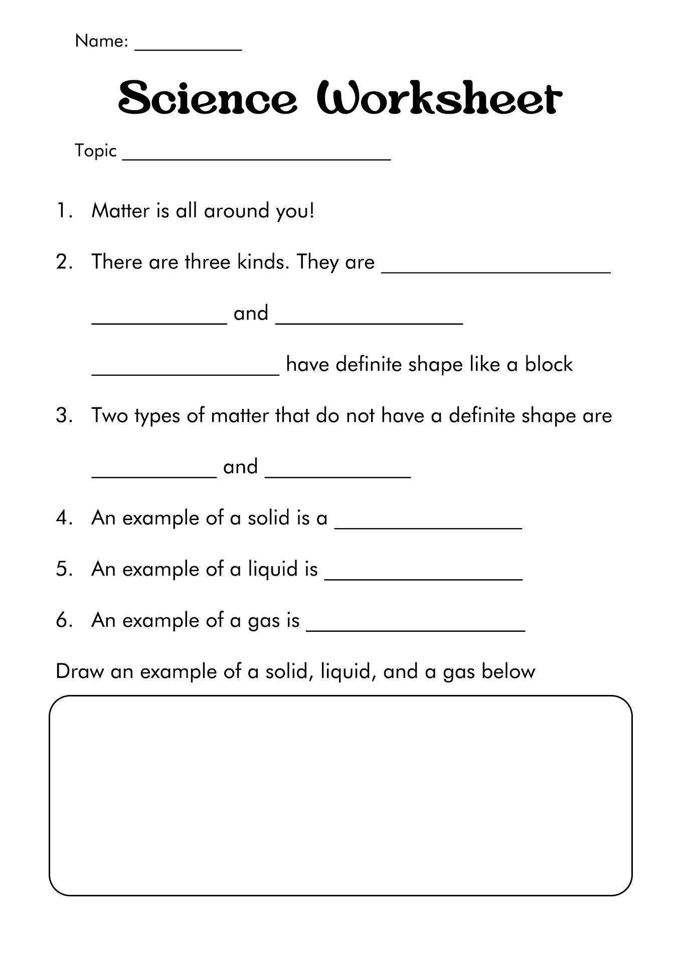 Printable Science Worksheets For 6th Grade