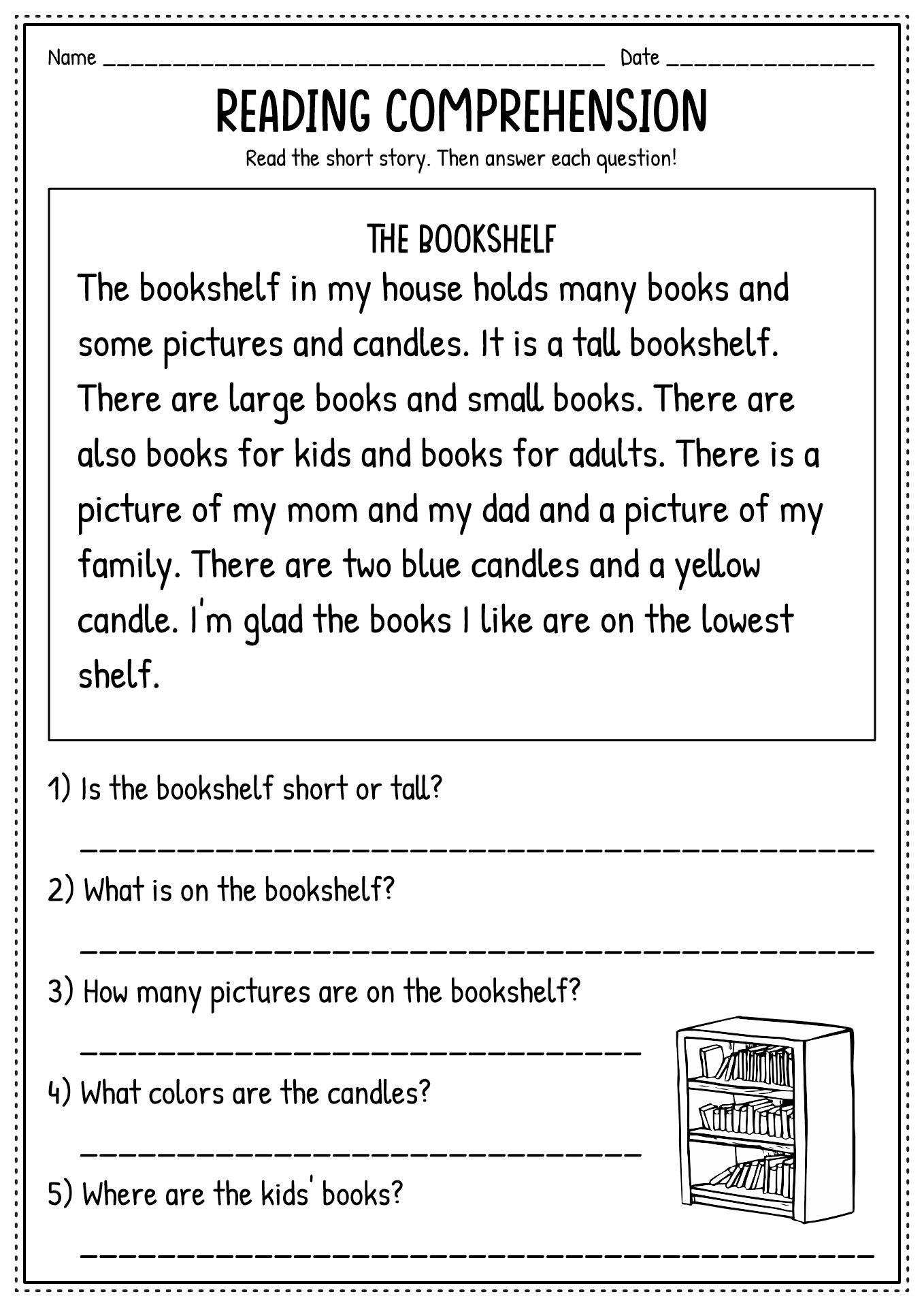 Free Second Grade Reading Comprehension Printable Worksheet 