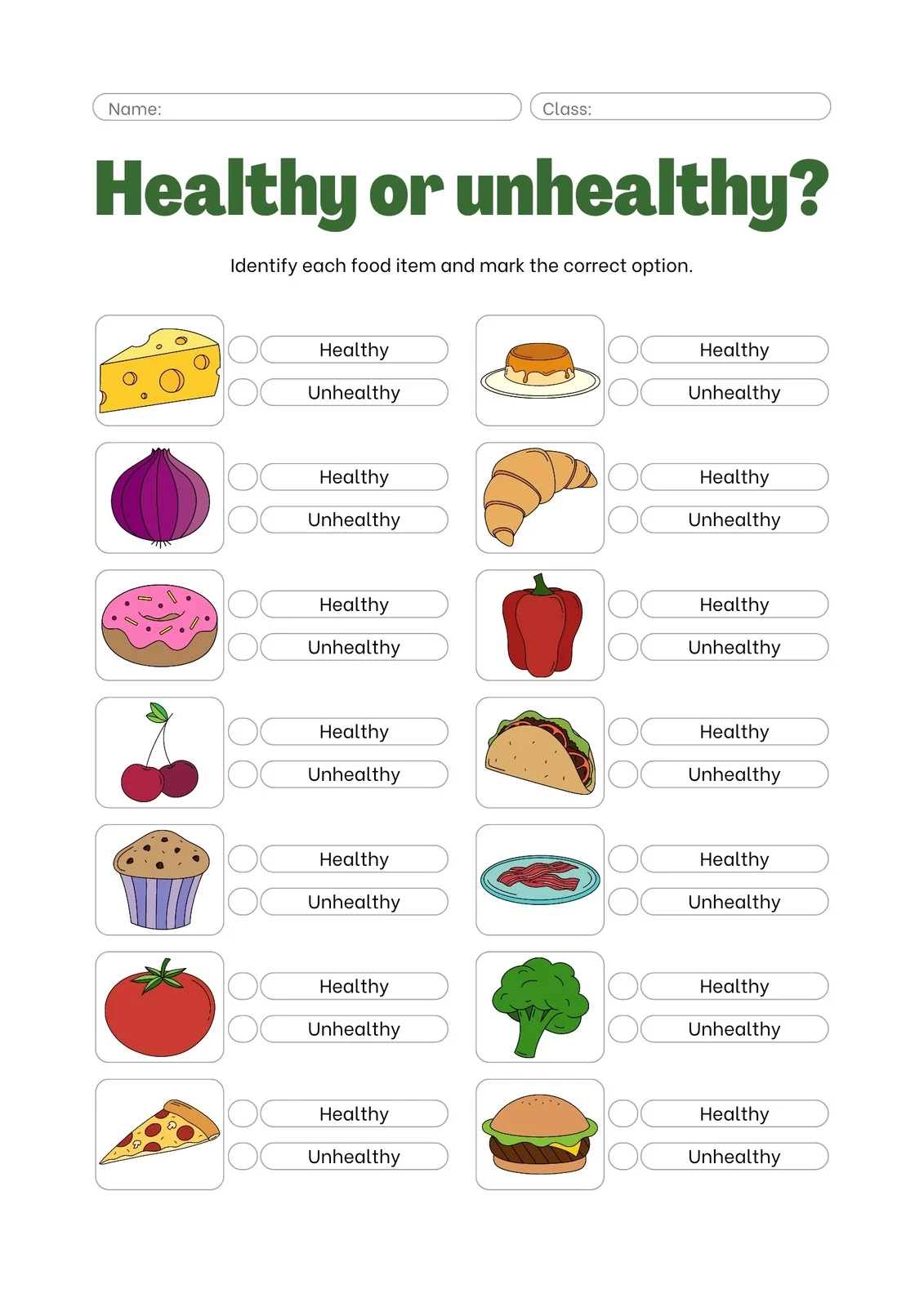 Free To Customize And Print Food Worksheet Templates Canva