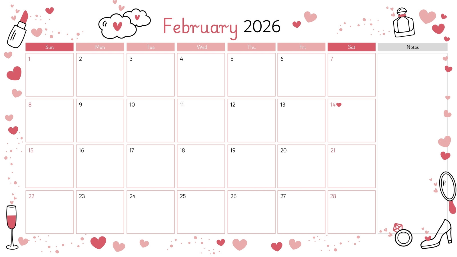 Printable Blank Calendar February 2026