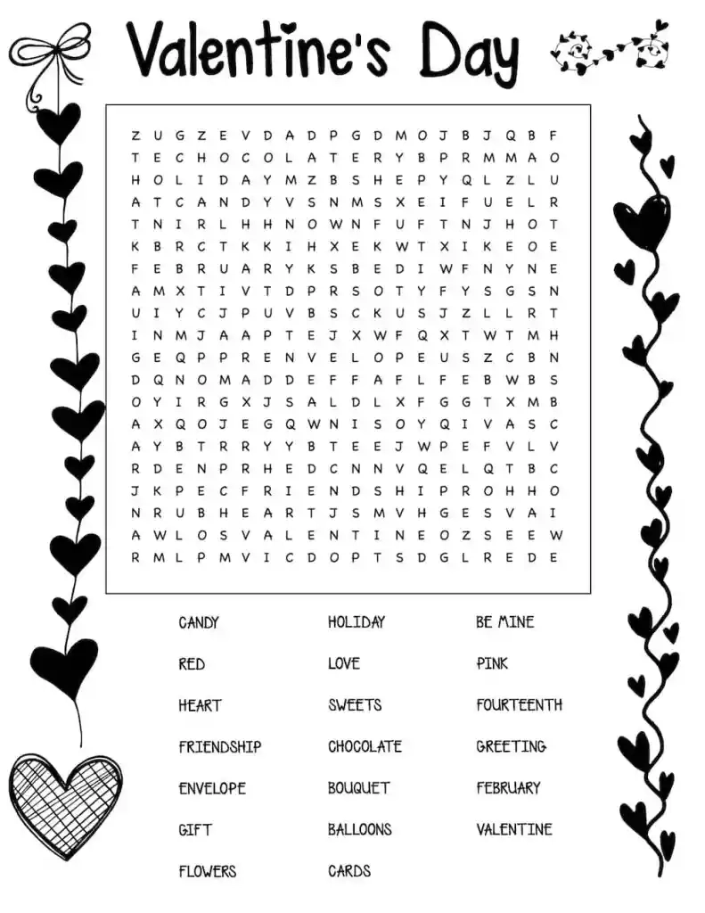 Free Printable Valentine Word Search Puzzles
