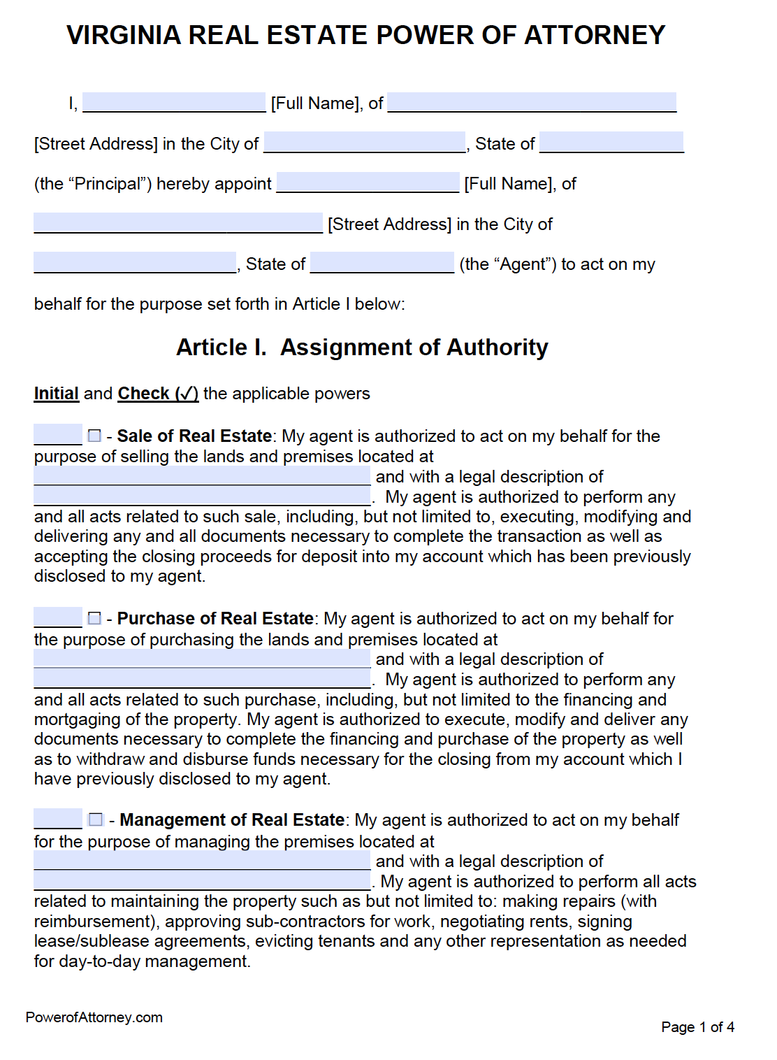Va Power Of Attorney Forms Free Printable