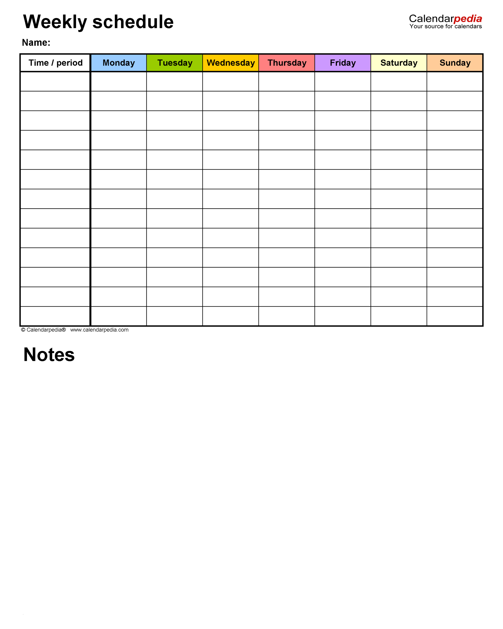 Printable Schedule Template