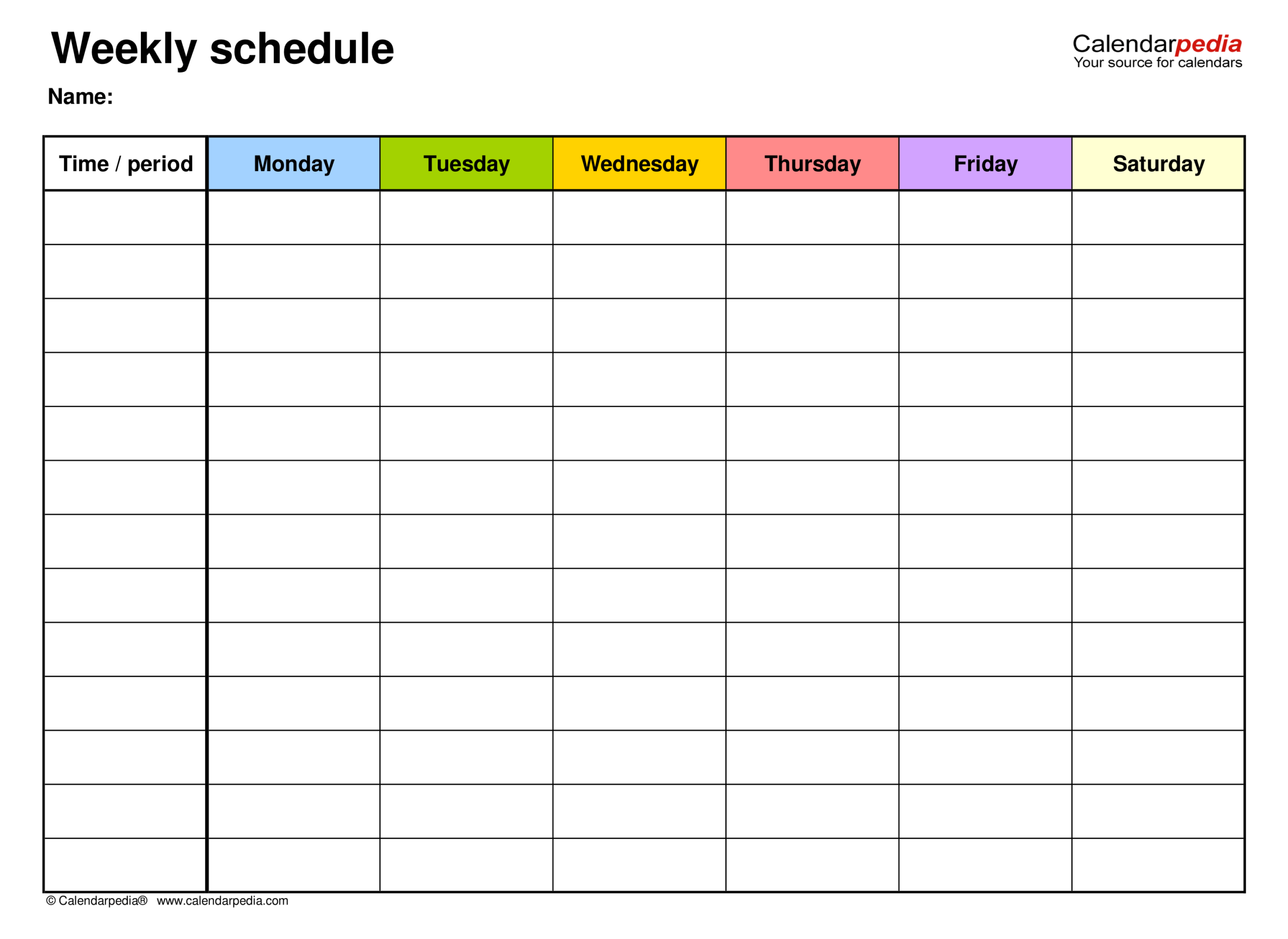 Blank Weekly Calendar Printable Pdf