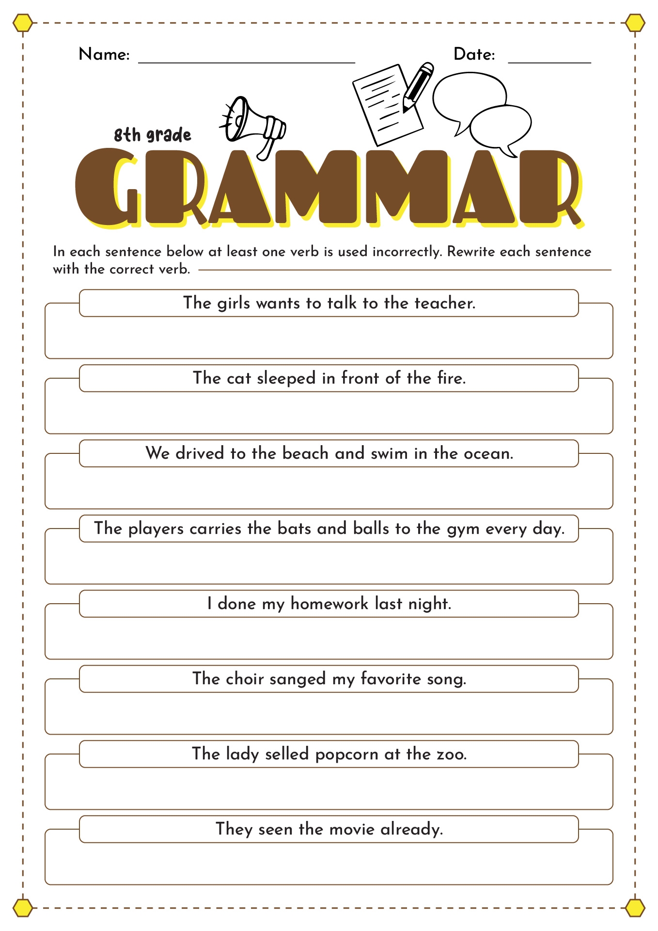 Free Printables For 8th Grade