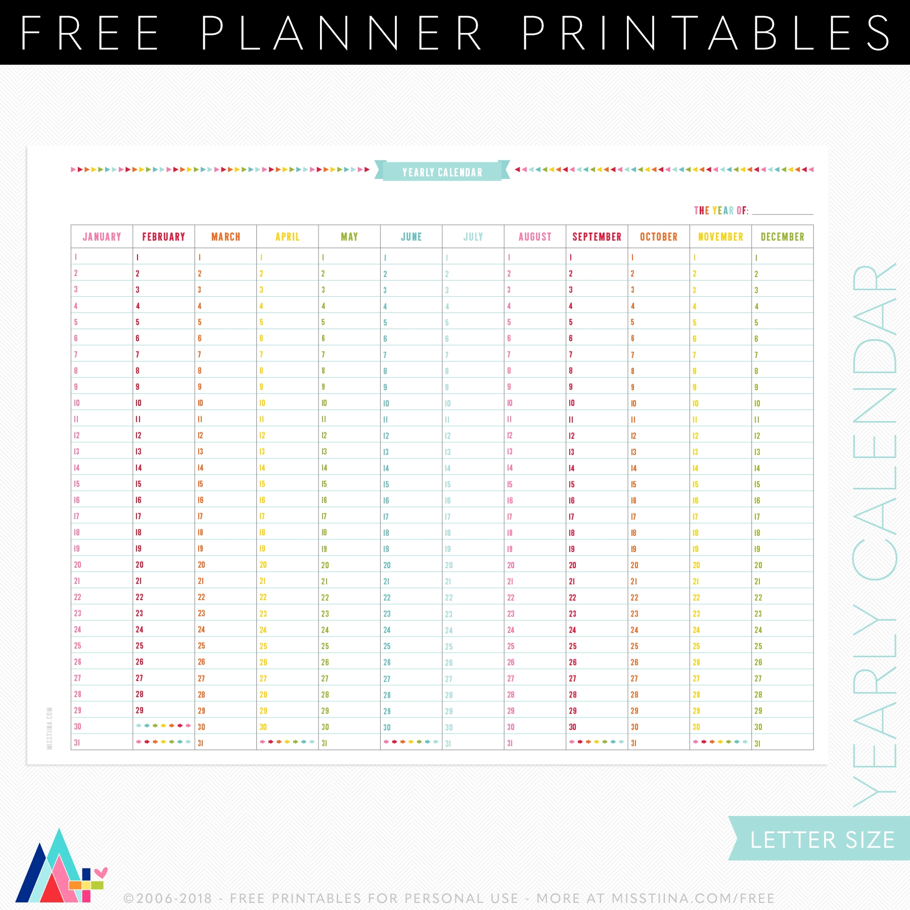 Free Blank Annual Calendar Printable