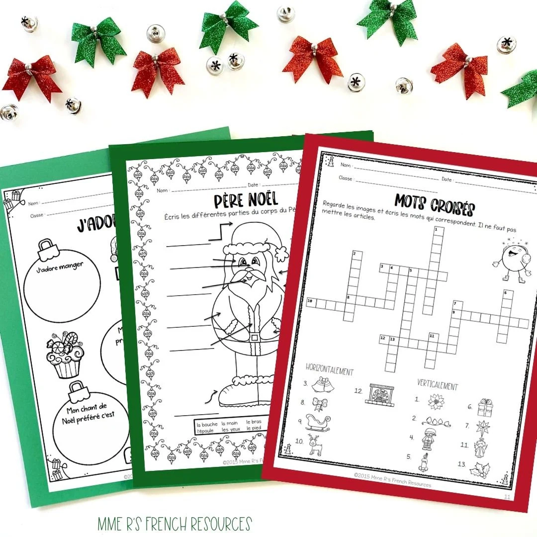 Printable French Christmas Crossword Puzzles