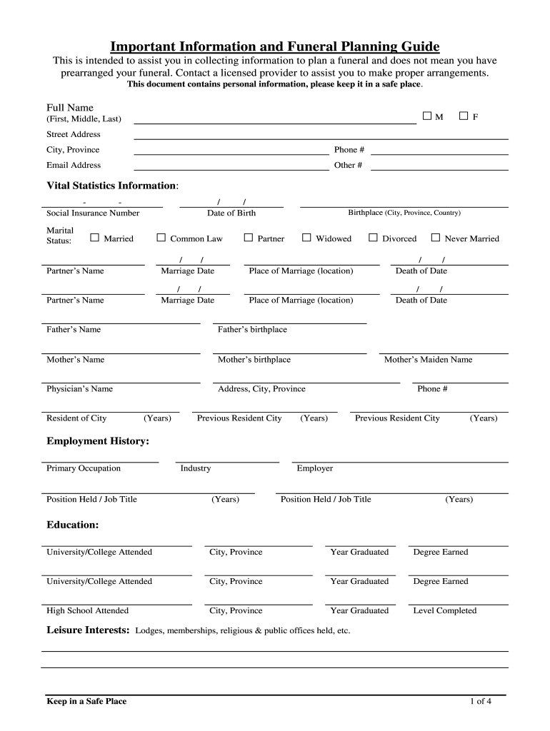 Funeral Planning Worksheet Pdf Fill Out amp Sign Online DocHub
