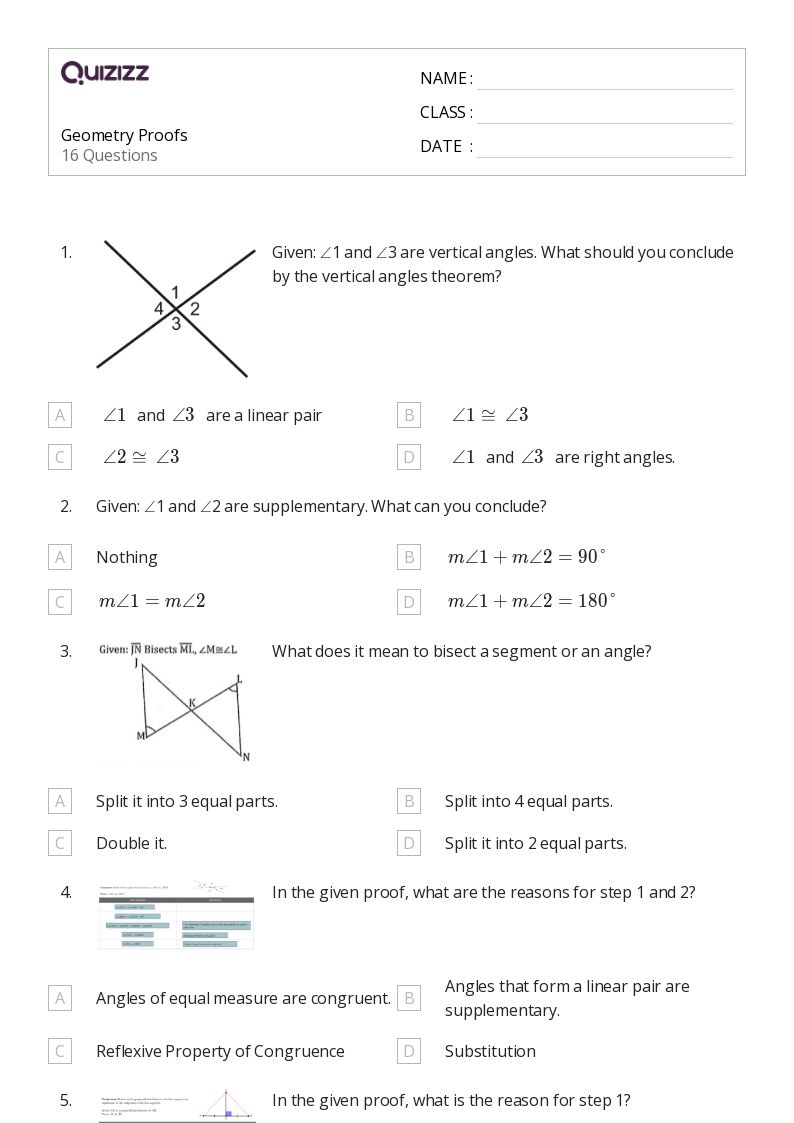 Free Printable Geometry Worksheets 10th Grade