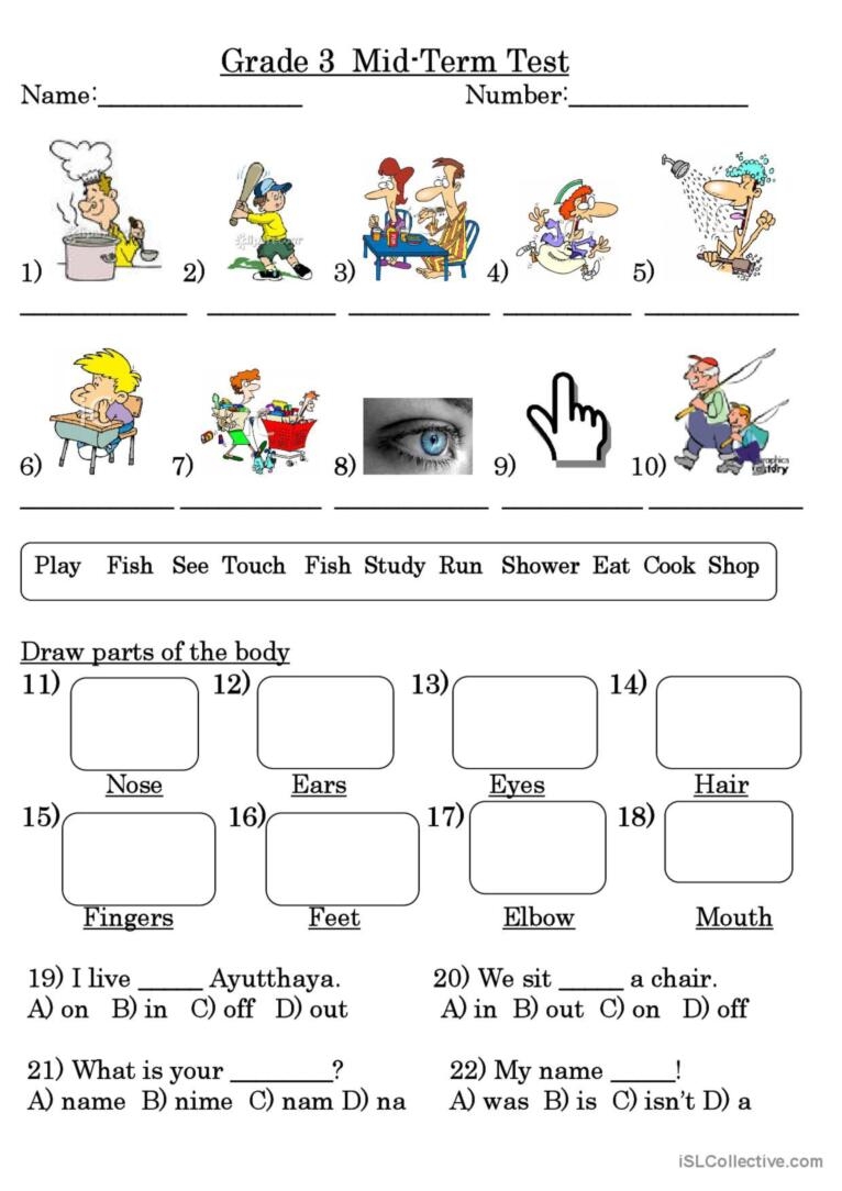 Grade 3 Test English ESL Worksheets Pdf amp Doc