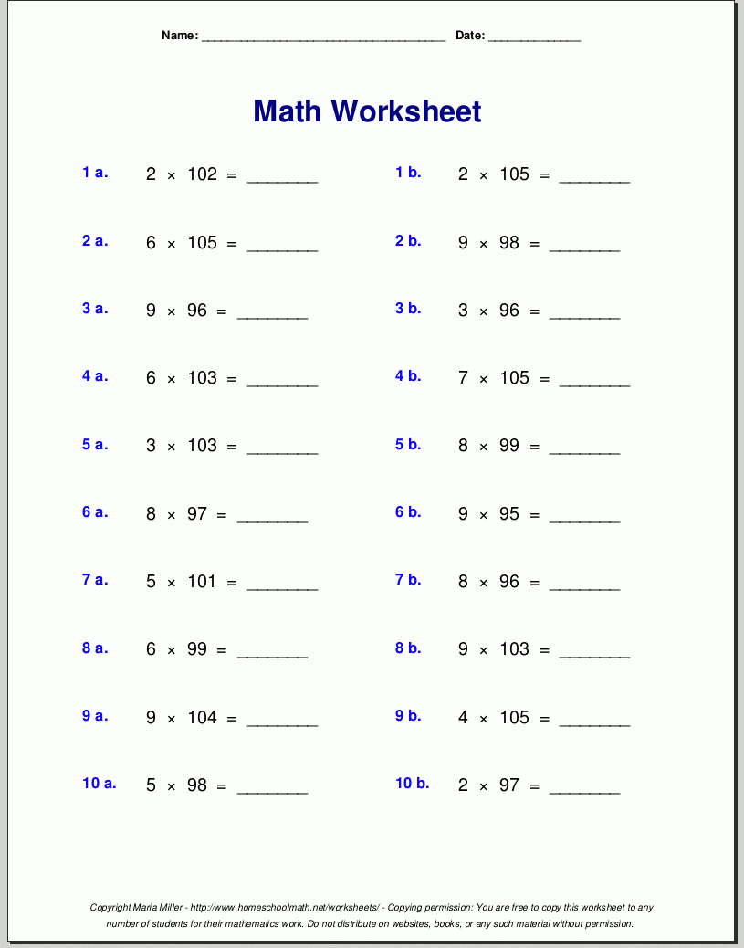 Free Printable Math Worksheets For 4th Grade