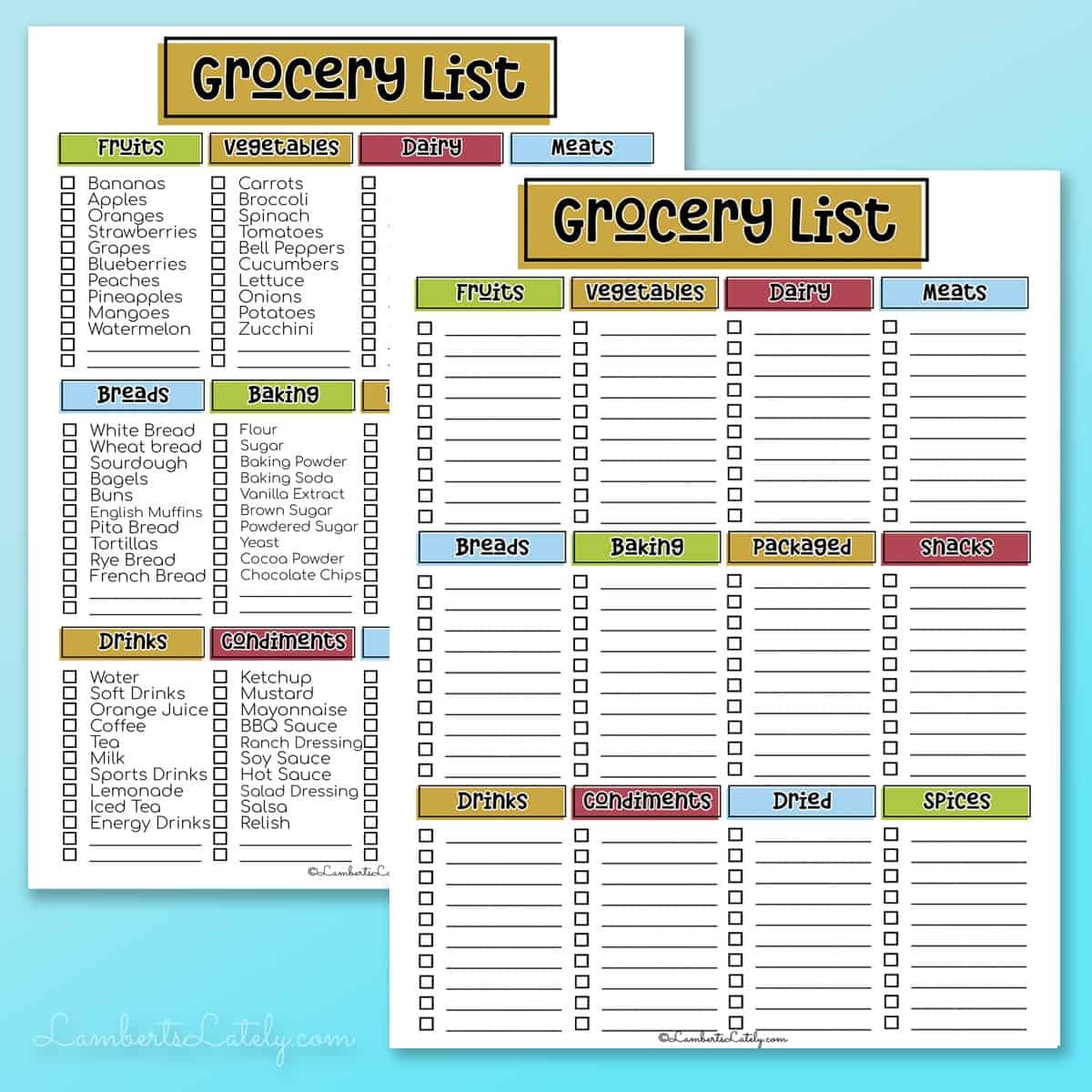 Free Printable Grocery List Template Pdf