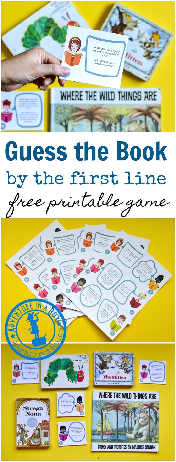 Guess The Picture Book By The First Line Free Printable Game For Kids