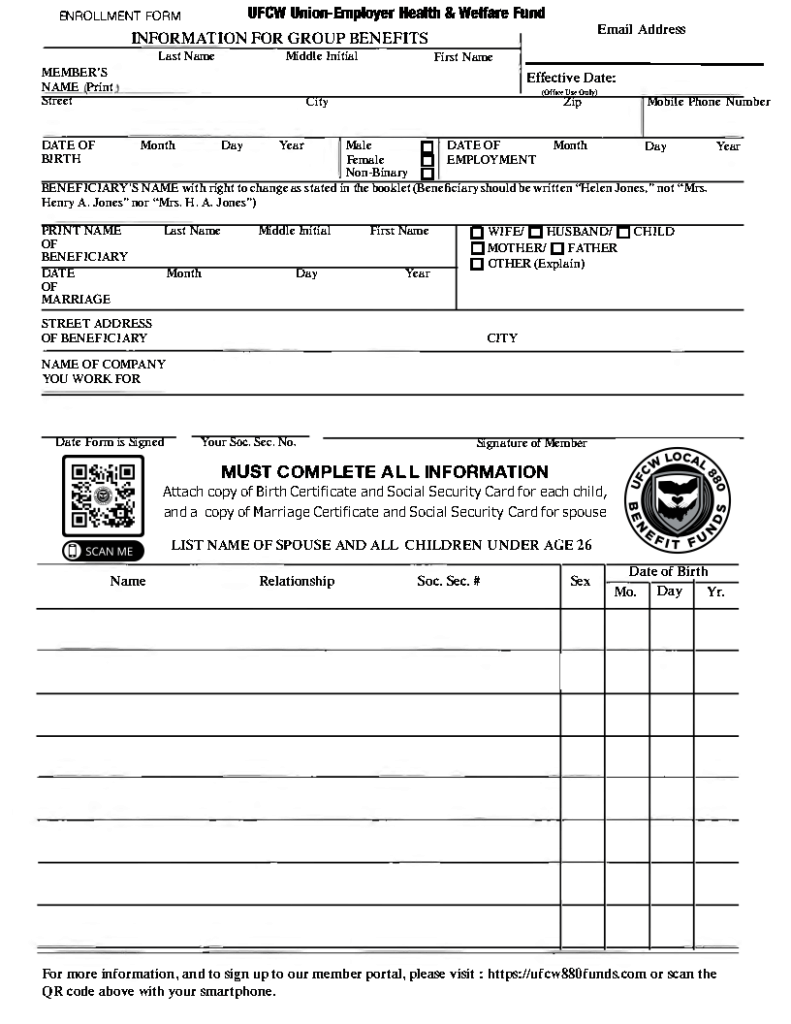 Health And Welfare Forms UFCW Local 880 Benefit Funds