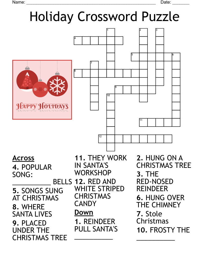 Printable Crossword Puzzles Christmas -Pintrest
