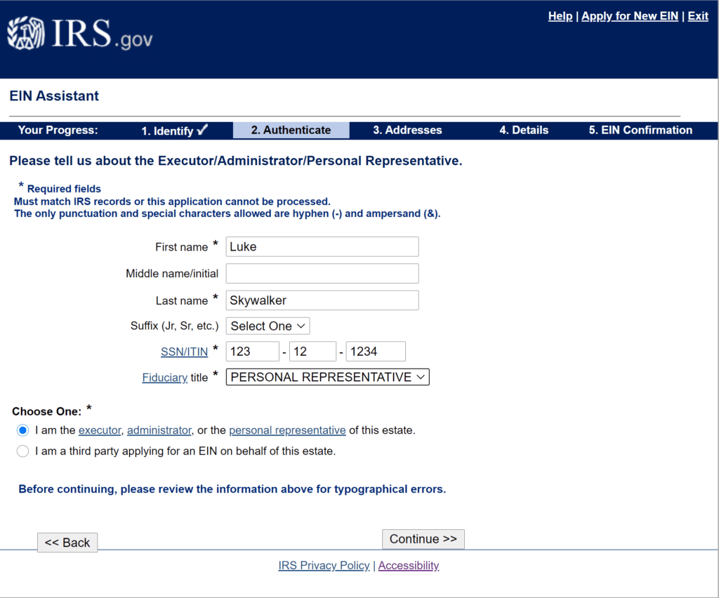 How To Apply For An Estate EIN Or TIN Online 9 Step Guide 