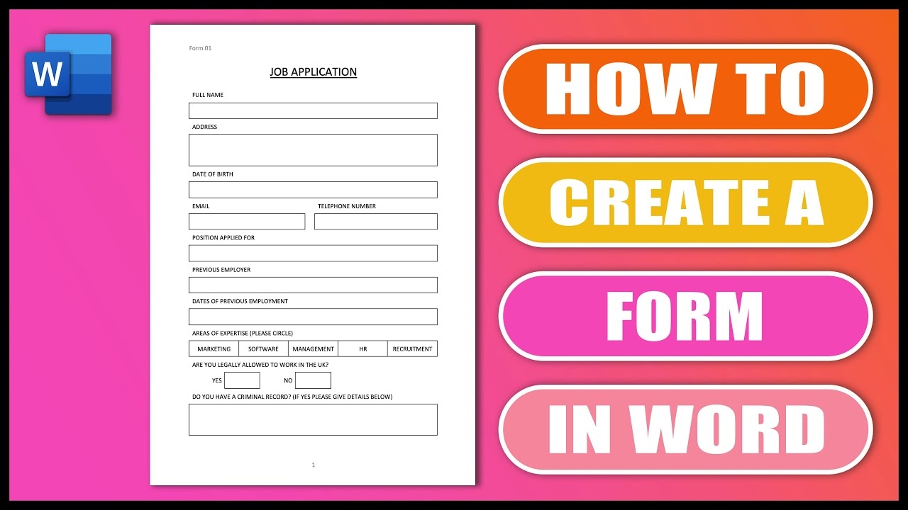 HOW TO CREATE A FORM IN WORD Make A Printable Form In Word