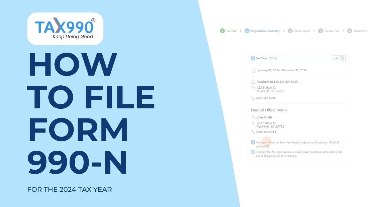 How To File Form 990 N e Postcard For 2024 With Tax990