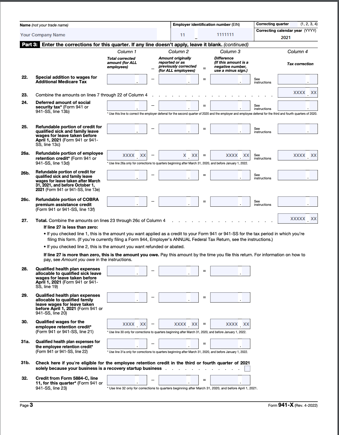 How To Fill Out 941 X For Employee Retention Credit Stepwise 