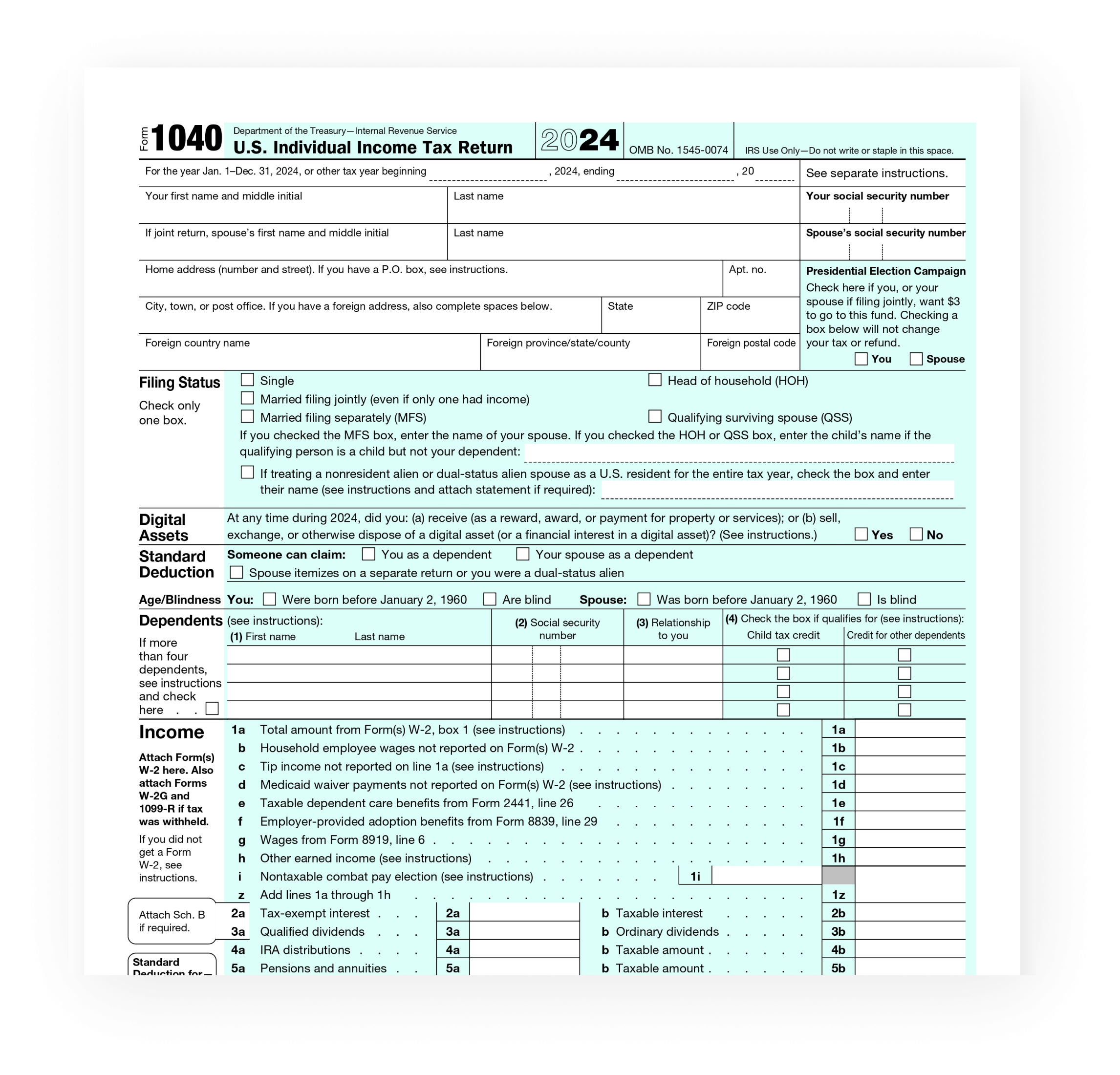 Irs Form 1040 Mailing Address 2024