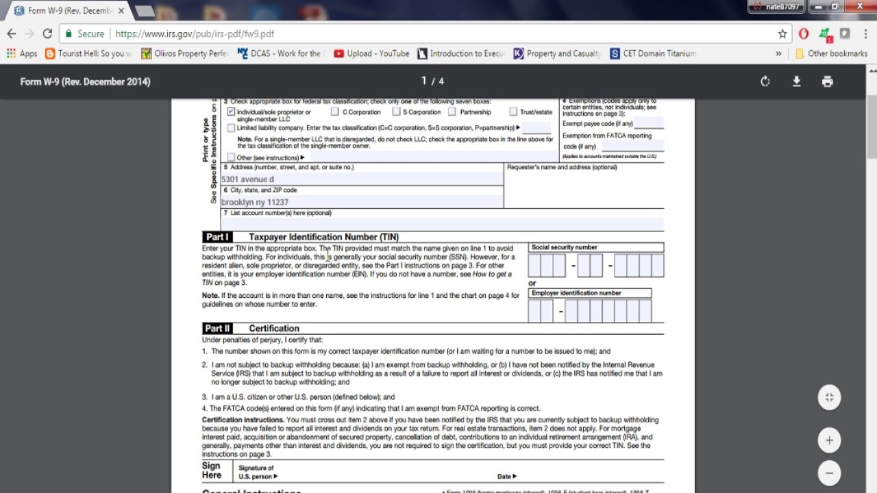 HOW TO FILL OUT W 9 IRS YouTube
