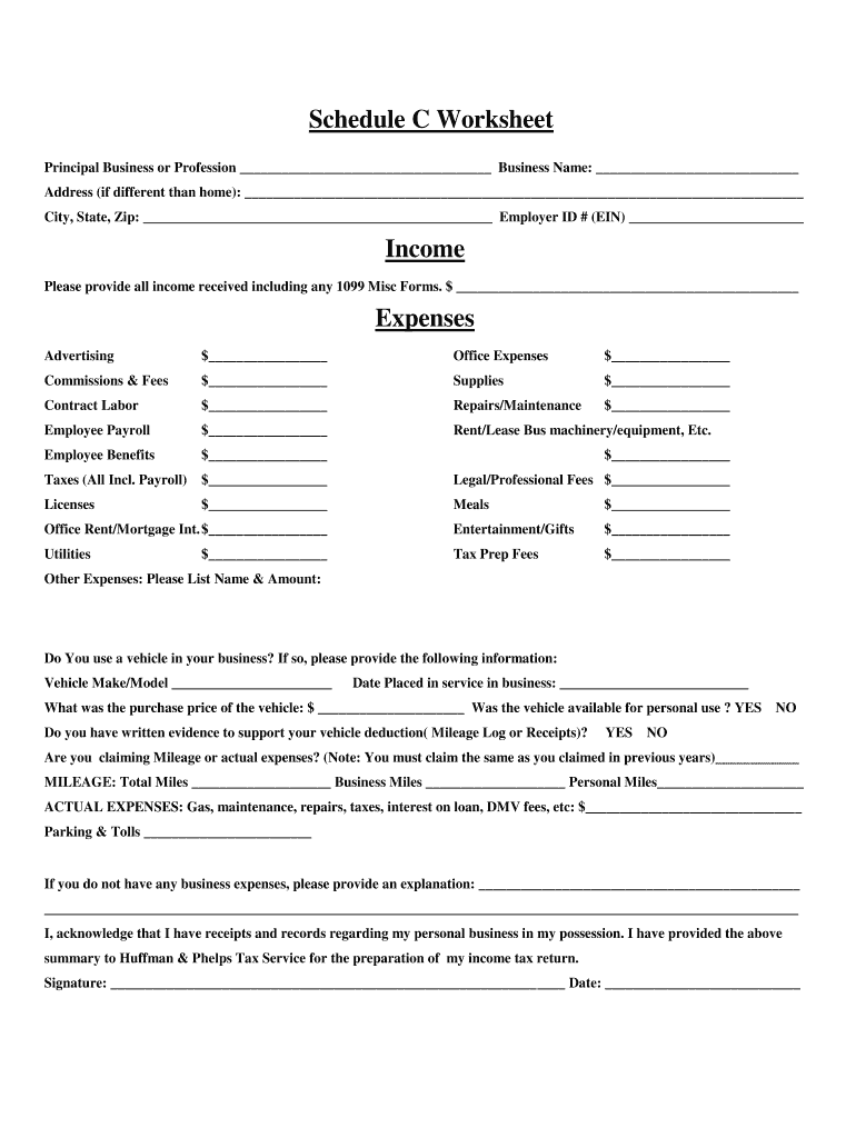 Schedule C Printable Form