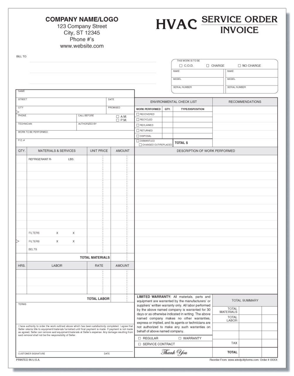 Free Printable Hvac Invoice Template