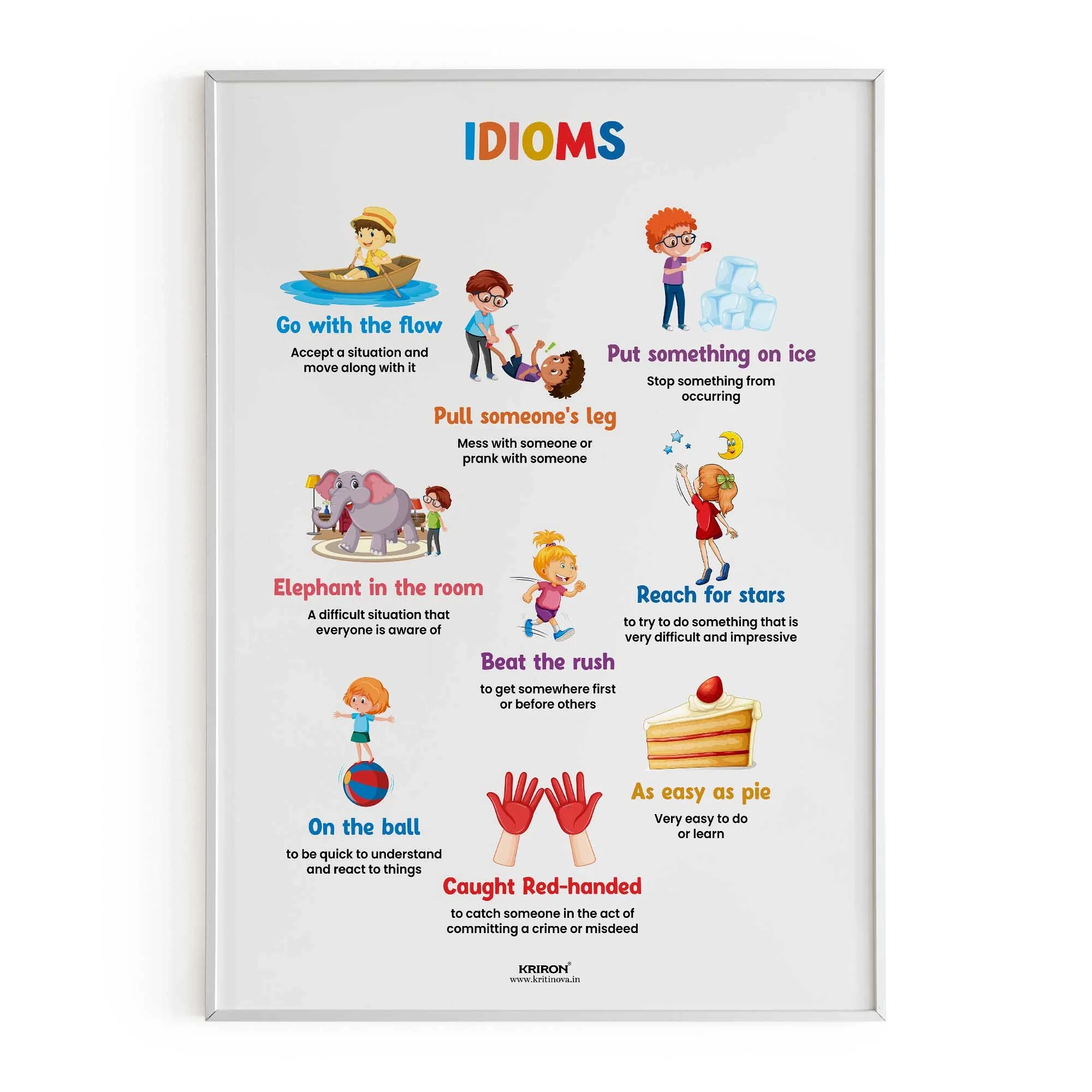 Idioms Part 1 Vocabulary Poster Educational English Poster Kids Room Decor Classroom Decor English Words Wall Art Homeschooling Poster