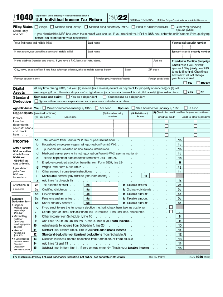 Irs 1040 Form 2022 Fill Out amp Sign Online DocHub