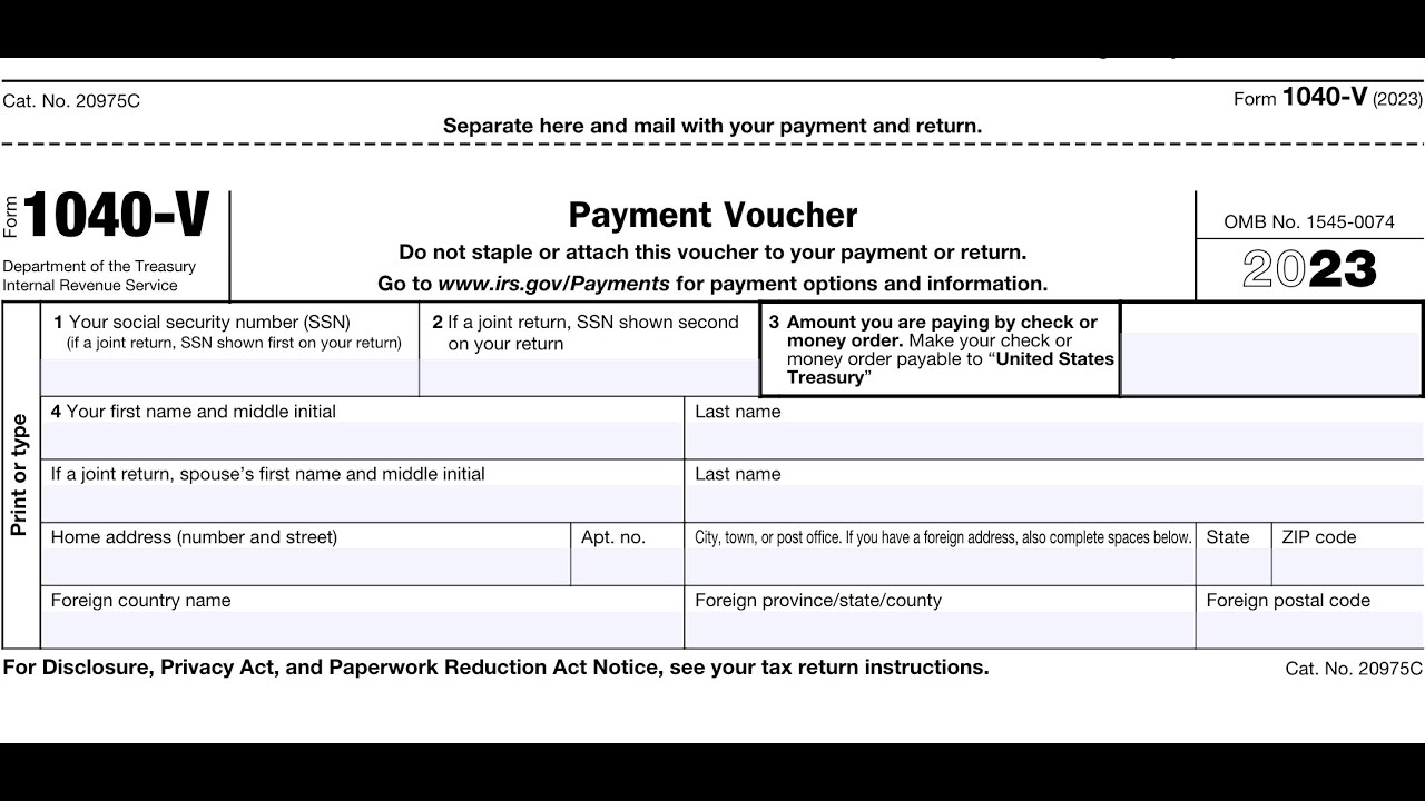 IRS Form 1040 V Walkthrough Payment Voucher 