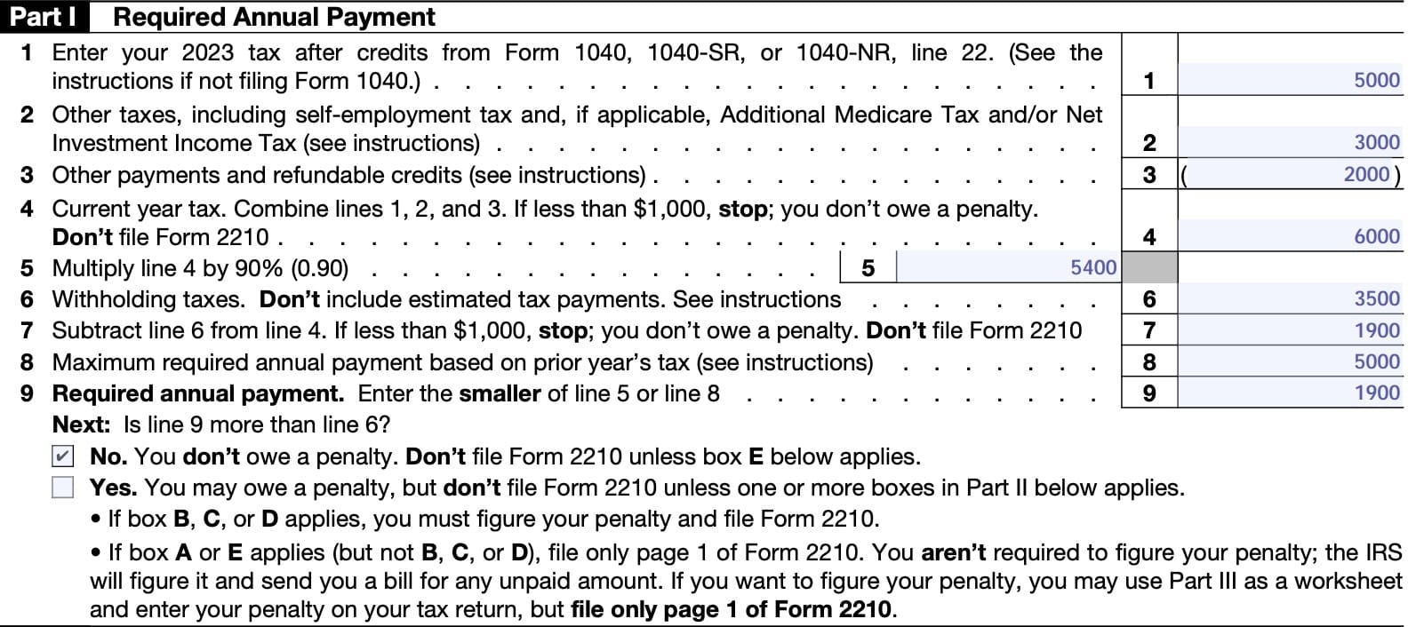 Irs Form 2210 Instructions 2025