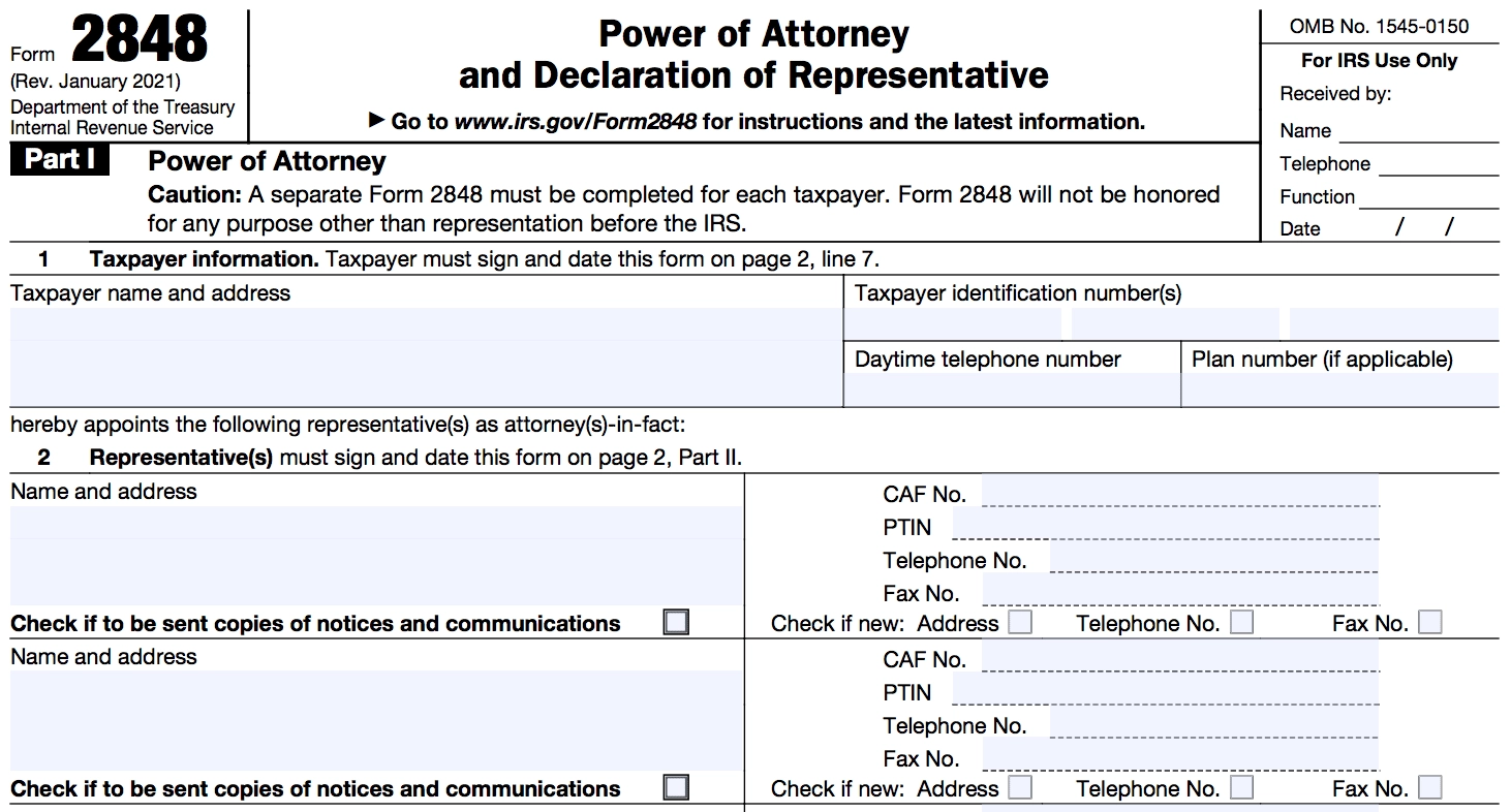 Irs Form 2848 Pdf