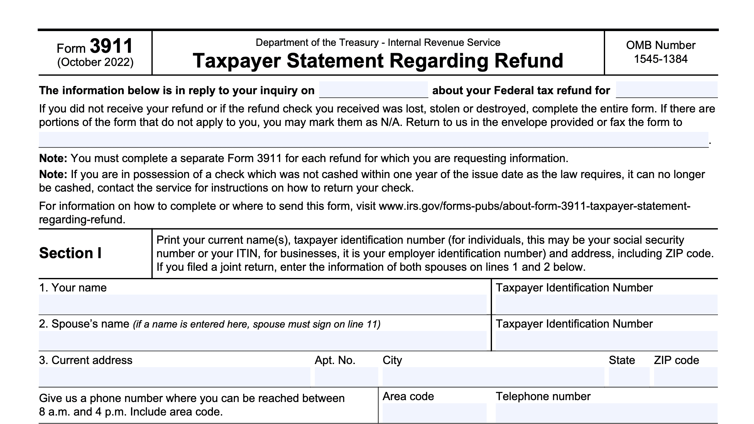 Tax Form 3911 Printable