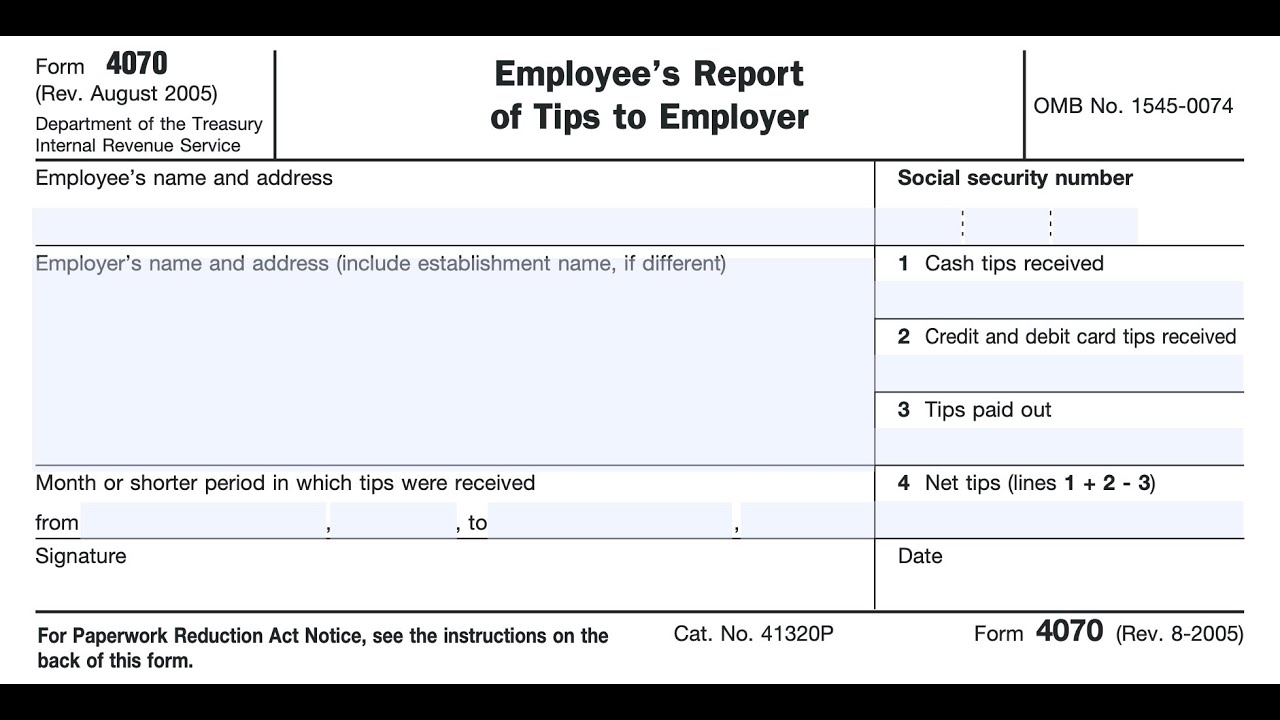 IRS Form 4070 Walkthrough Employee s Report Of Tips To Employer 