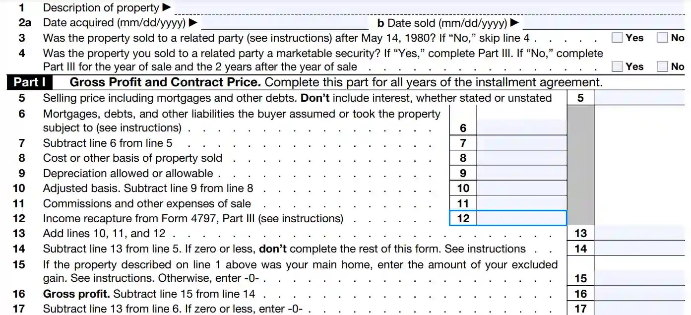 IRS Form 6252 Fill Out Printable PDF Forms Online