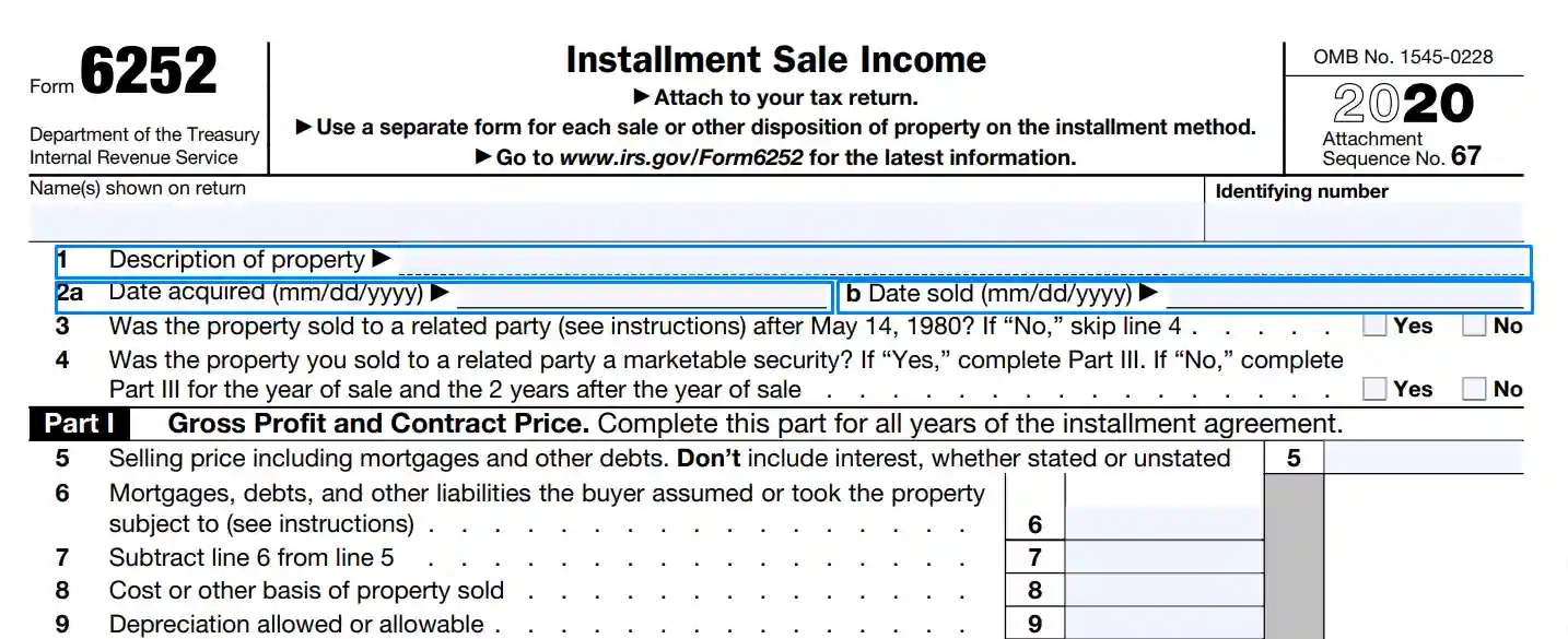IRS Form 6252 Fill Out Printable PDF Forms Online