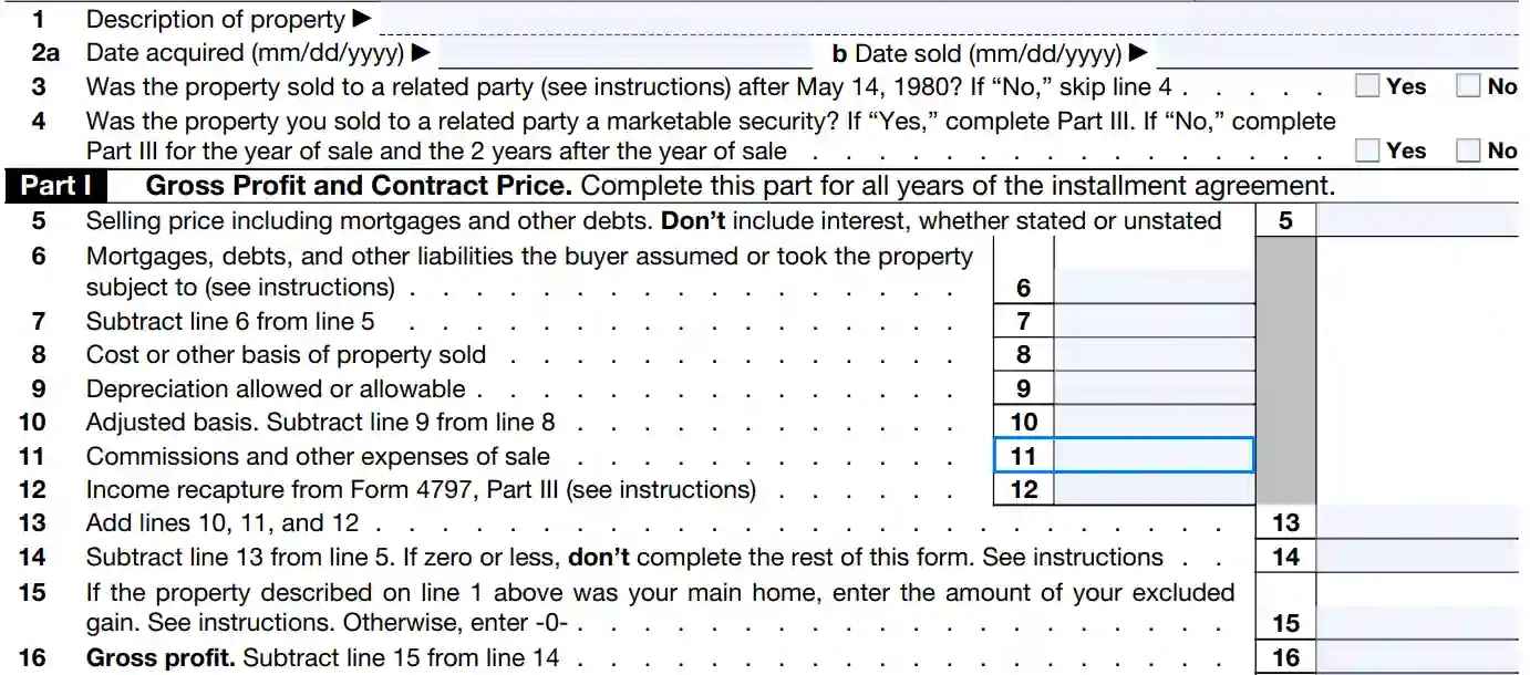IRS Form 6252 Fill Out Printable PDF Forms Online
