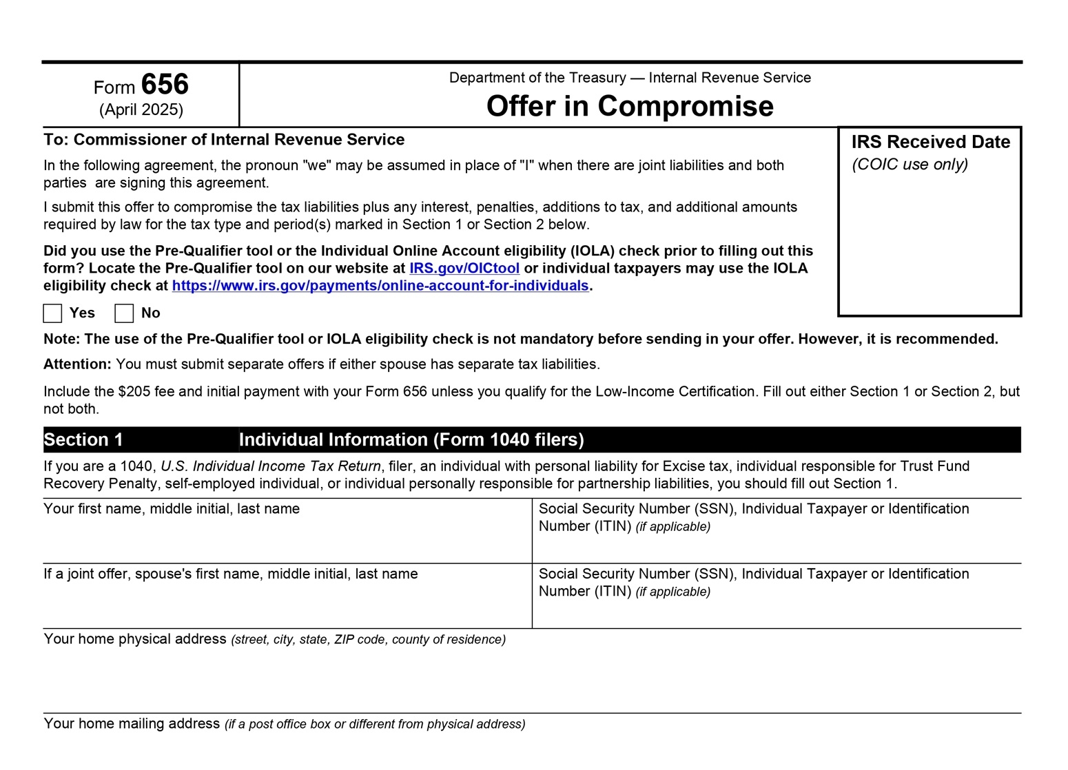 IRS Form 656 Guide How To File An OIC 2025 