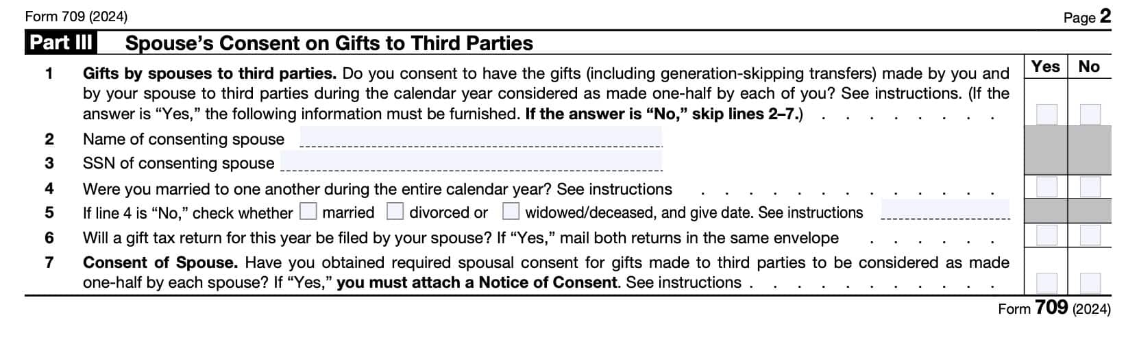 IRS Form 709 Instructions