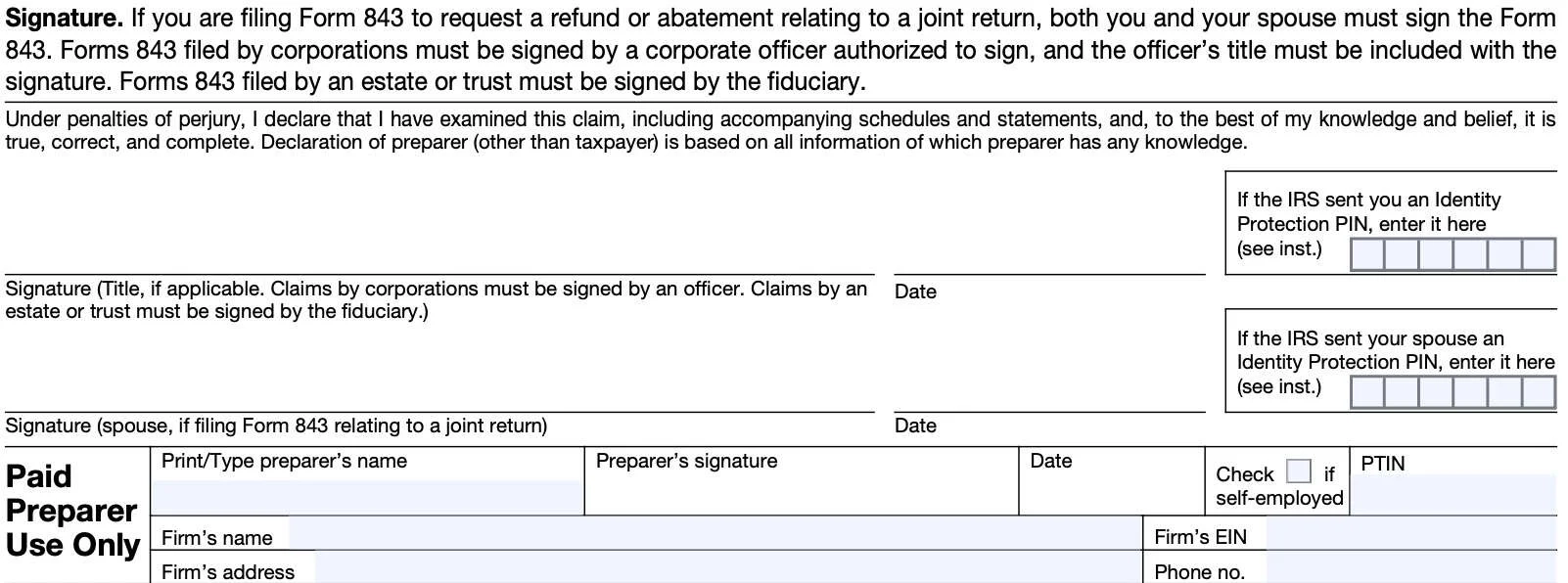 Irs Form 843 Abatement Instructions Fillable
