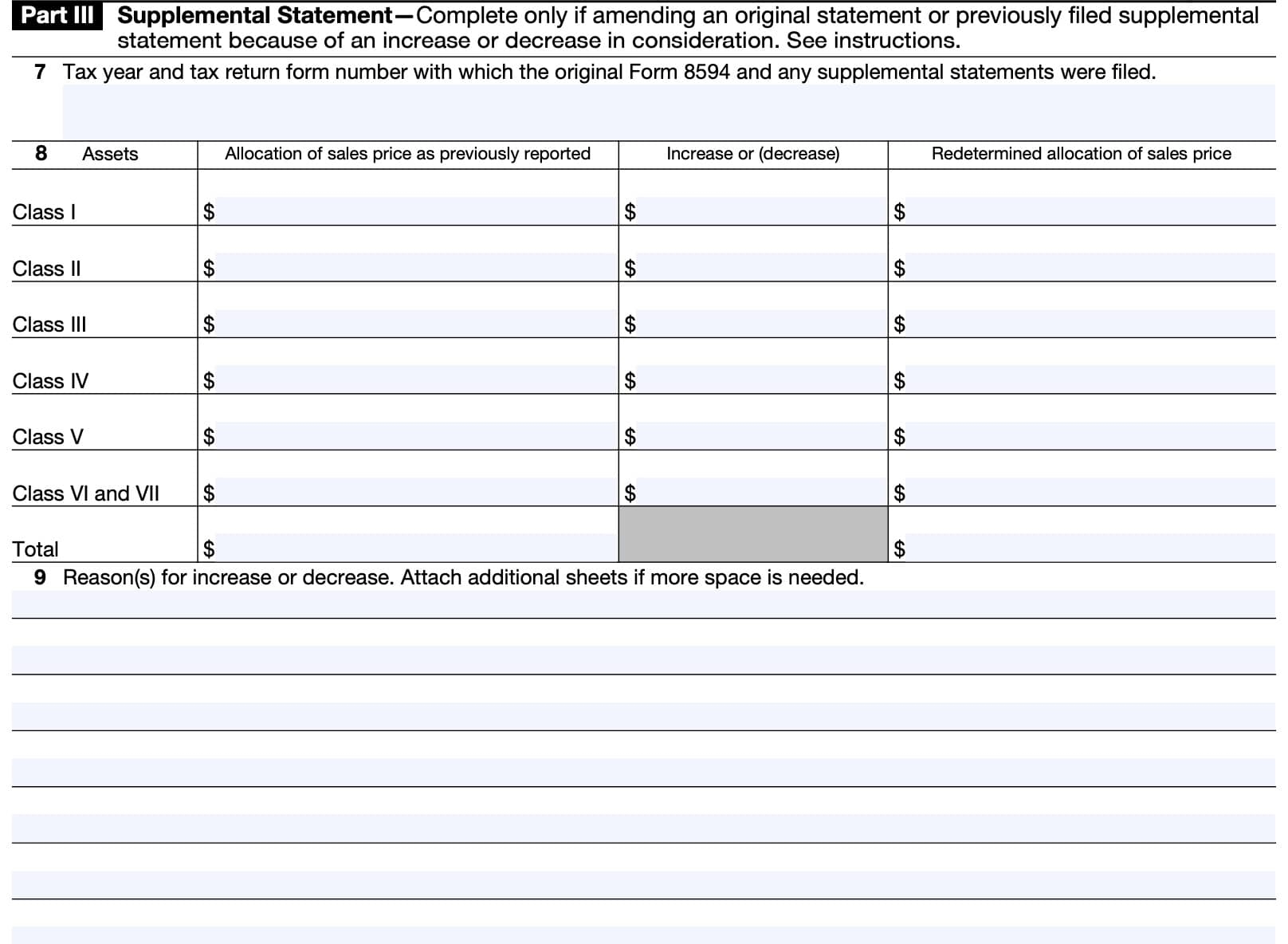 Irs Form Asset Allocation 8594