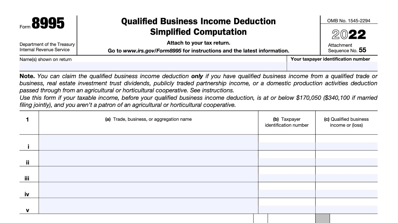 IRS Form 8995 Walkthrough ARCHIVED COPY READ COMMENTS ONLY