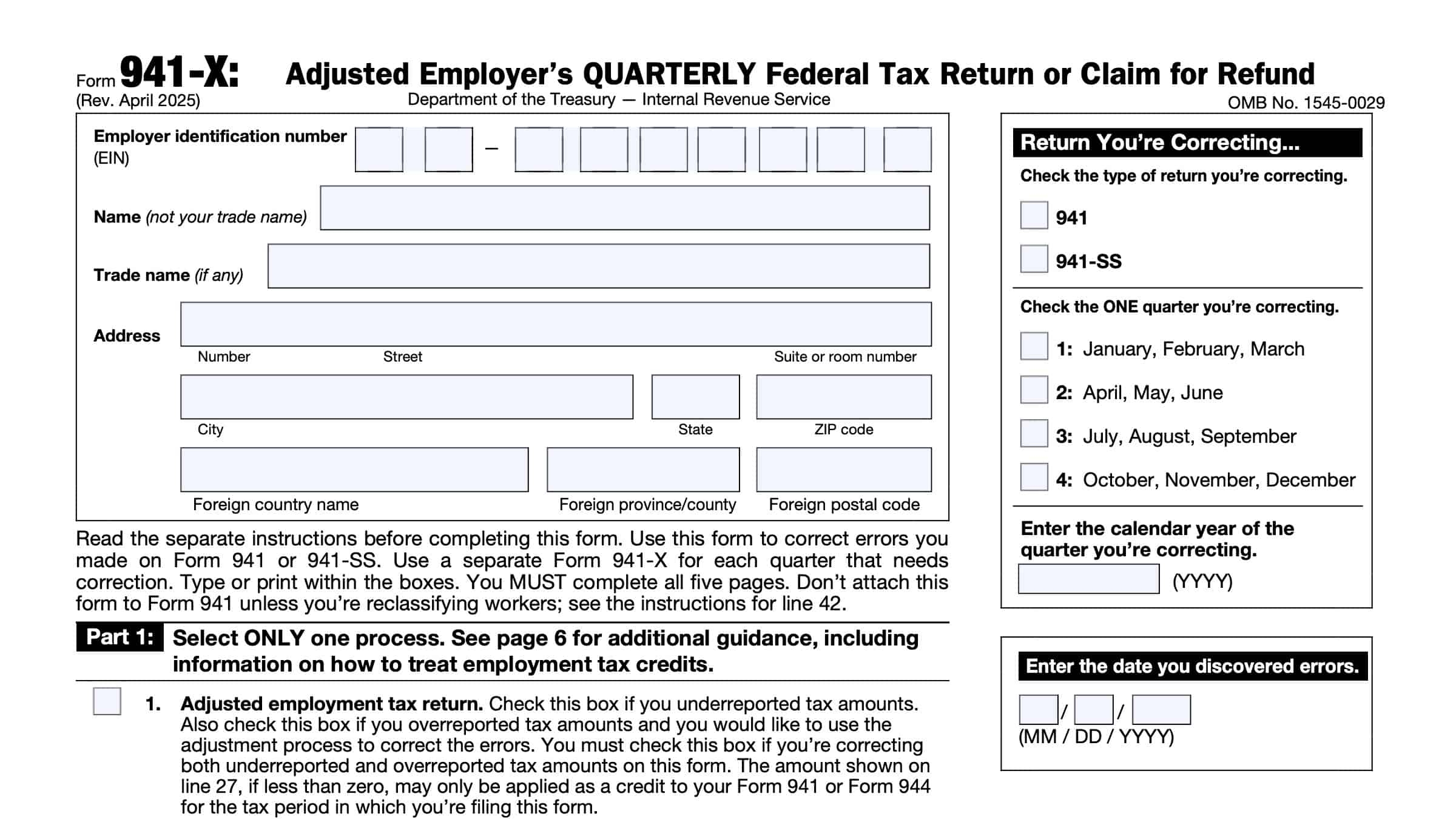 Irs Form 941 X 2023