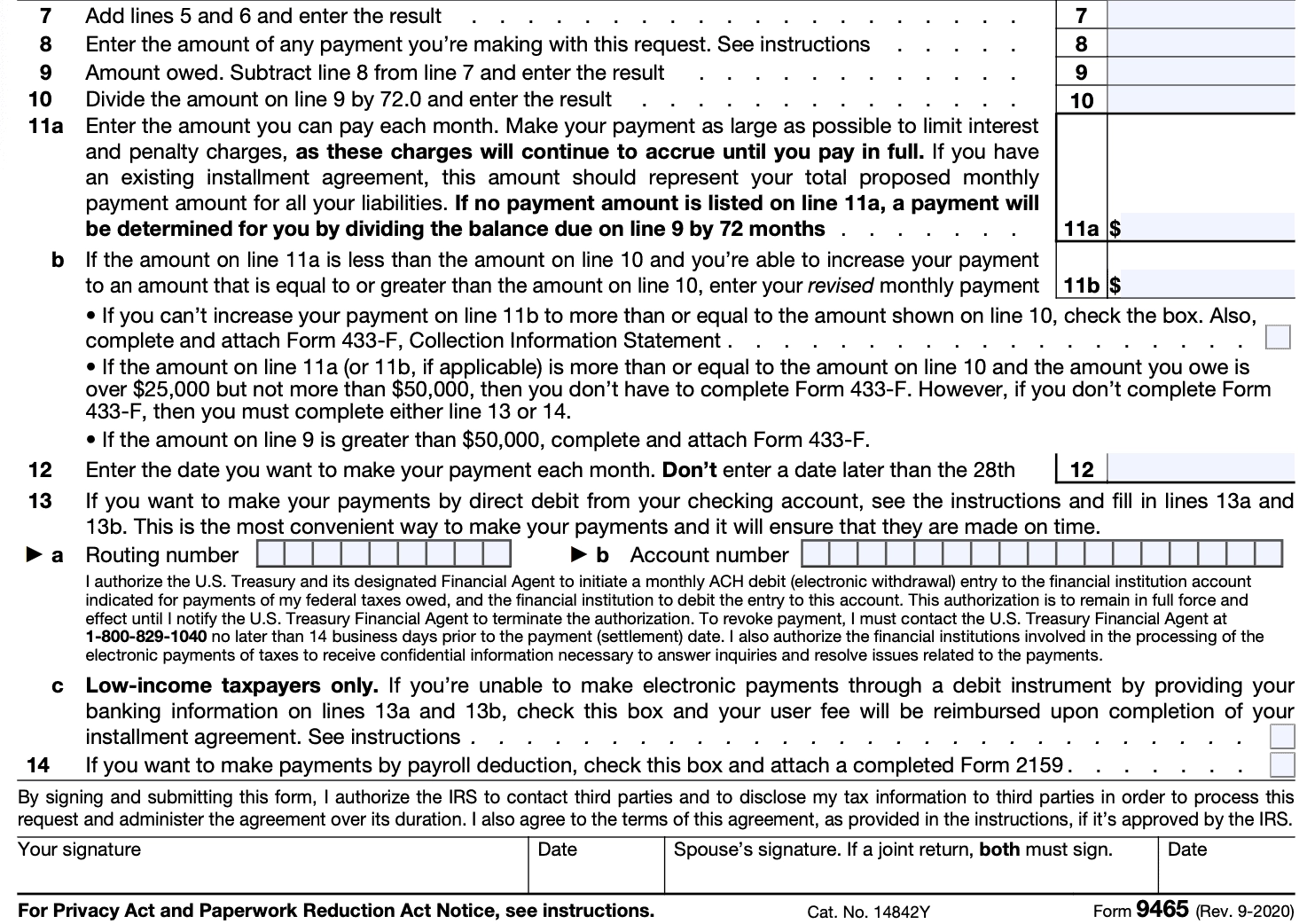Irs Form 9465 Fillable